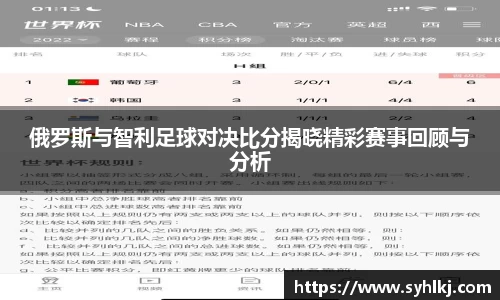 俄罗斯与智利足球对决比分揭晓精彩赛事回顾与分析